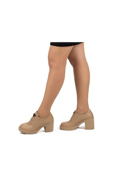 Kadın Hakiki Deri 8 Cm Platform Topuk Bağcıklı Günlük Şık Ayakkabı 001