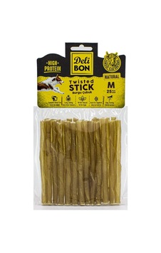 Doggie Delibon Gerçek Deriden Kalın Burgu Çubuk, Thıckx25pcs., Natural
