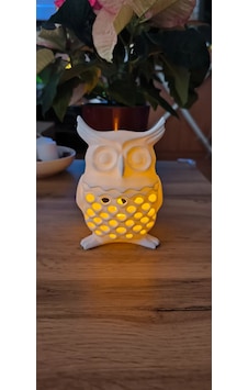 Minimalist Tasarım Baykuş Led Mumluk Ahşap Pla Doğal Malzeme ŞEFFAF