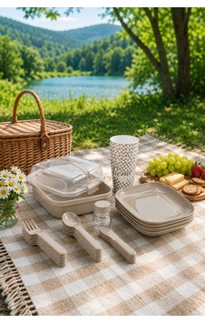 Emilahome Lovely Piknik Seti Bej 6 Lı Set - 867606603