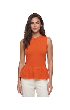 Onloox Kadın Turuncu Turuncu Pamuklu Triko Bisiklet Yaka Standart Kalıp Peplum Detaylı Örme Bluz Onloox Kadın Turuncu Turuncu Pamuklu Triko Bisiklet Yaka Standart Kalıp Peplum Detaylı Örme Bluz