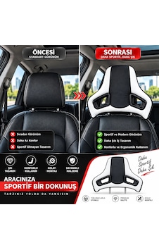 Universal Araç Koltuk Kafalığı Spor Yarış Tipi Lüx Deri Oto Başlık-beyaz Universal Araç Koltuk Kafalığı Spor Yarış Tipi Lüx Deri Oto Başlık-beyaz