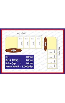 Özsaraç Etiket 40 x 20 MM Eko Termal Etiket 1000'Li Sarım