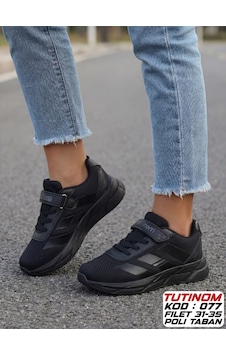 Papucumun Dünyası Tutinom Unisex Çocuk Spor Ayakkabı Kız Ve Erkek Full Siyah
