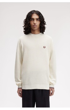 Fred Perry K6507 Waffle Stitch Jumper Erkek Kazak Ekru Fred Perry K6507 Waffle Stitch Jumper Erkek Kazak Ekru