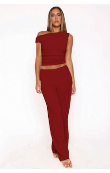 Trendseninle Acı Kahve Tek Omuz Detay Büzgülü Bluz Pantolon Örme Bürümcük Takım Acıkahve Trendseninle Acı Kahve Tek Omuz Detay Büzgülü Bluz Pantolon Örme Bürümcük Takım Acıkahve