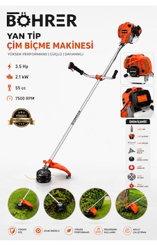 Böhrer Ba011341 55cc 3.5 Hp Benzinli Yan Tip Motorlu Tırpan Çim Biçme Makinesi Full Set Canavar Başlık Misina Kafa 40t Disk Böhrer Ba011341 55cc 3.5 Hp Benzinli Yan Tip Motorlu Tırpan Çim Biçme Makinesi Full Set Canavar Başlık Misina Kafa 40t Disk
