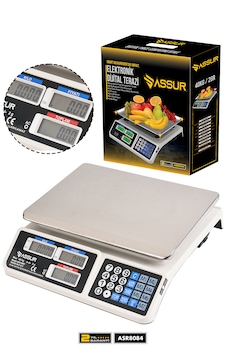 Assur Asr8084 Şarjlı Akülü Fiyat Hesaplamalı 40 Kg Dijital Terazi Beyaz Assur Asr8084 Şarjlı Akülü Fiyat Hesaplamalı 40 Kg Dijital Terazi Beyaz