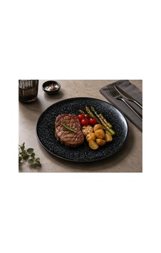 Cosmos Black Gourmet Düz Tabak, Siyah, Porselen, Servis Ve Sunum İçin, 27 Cm