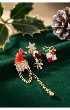 Gold Noel Baba Şapkalı Zirkon Taşlı Yılbaşı Küpe 5886 Çok Renkli Gold Noel Baba Şapkalı Zirkon Taşlı Yılbaşı Küpe 5886 Çok Renkli