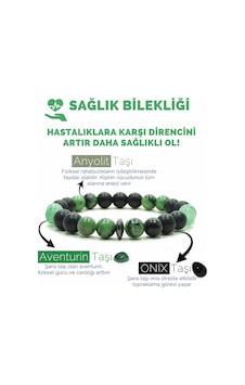 Sağlık Bilkeliği Anyolit Aventurin Oniks Doğal Taş Bileklik Çok Renkli Sağlık Bilkeliği Anyolit Aventurin Oniks Doğal Taş Bileklik Çok Renkli