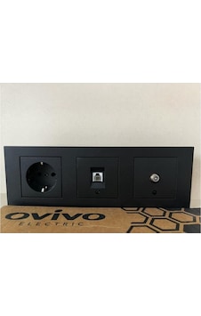 Ovivo Grano Siyah 3 Lü Set Topraklı Priz Numeris Uydu 3'lü Çerçeve Ovivo Grano Siyah 3 Lü Set Topraklı Priz Numeris Uydu 3'lü Çerçeve