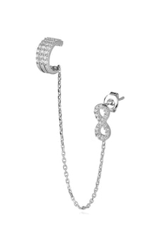 Emılıano Jewellery Silver 925 Ayar Zirkon Taşlı Sonsuzluk Küpe Gold - Gümüş Emılıano Jewellery Silver 925 Ayar Zirkon Taşlı Sonsuzluk Küpe Gold - Gümüş