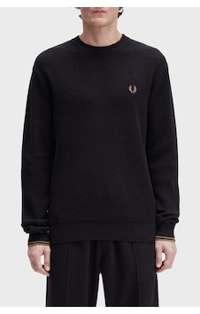 Fred Perry K6507 Waffle Stitch Jumper Erkek Kazak Siyah Fred Perry K6507 Waffle Stitch Jumper Erkek Kazak Siyah