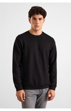 Süvari Siyah Regular Dikey Çizgili Baskısız Jakarlı Bisiklet Yaka Cepsiz Sweatshirt Ssw2013700013-s09 Süvari Siyah Regular Dikey Çizgili Baskısız Jakarlı Bisiklet Yaka Cepsiz Sweatshirt Ssw2013700013-s09