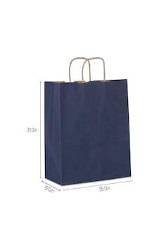 Kraft Saplı Kağıt Çanta 25 Adet 25 x 31 x 12 CM Lacivert Kraft Saplı Kağıt Çanta 25 Adet 25 x 31 x 12 CM Lacivert