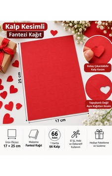 Hazır Kesim Kağıt Kalp Desen 66 Adet Kırmızı Fantezi Kağıt Süs, Hediye Paketleme, Dekorasyon Ve Hobi Hazır Kesim Kağıt Kalp Desen 66 Adet Kırmızı Fantezi Kağıt Süs, Hediye Paketleme, Dekorasyon Ve Hobi