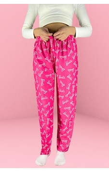 Farya Home Dreamy Soft Kadife Dokulu Desenli Süet Pijama Altı Pantolon Fuşya