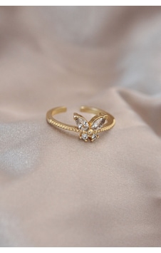 Ayarlamalı Gold Renk Metal Zirkon Taş Ve Kristal Taşlı Kelebek Model Yüzük Altın - Çok Renkli Ayarlamalı Gold Renk Metal Zirkon Taş Ve Kristal Taşlı Kelebek Model Yüzük Altın - Çok Renkli