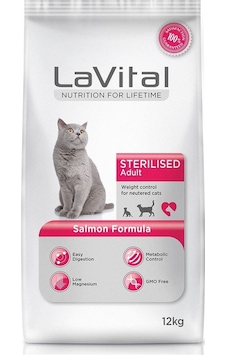 La Vital Sterilesed Somonlu Kısırlaştırılmış Yetişkin Kedi Maması 12 KG