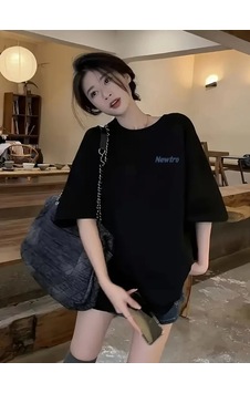 Amorluxe Baskılı Oversize Bisiklet Yaka T-shirt - Siyah Amorluxe Baskılı Oversize Bisiklet Yaka T-shirt - Siyah