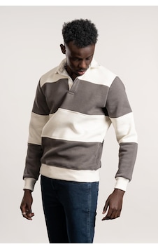 Fbı Polo Yaka Kalın Çizgili 3 İplik İçi Şardonlu Slimfit Sweatshirt Antrasit Fbı Polo Yaka Kalın Çizgili 3 İplik İçi Şardonlu Slimfit Sweatshirt Antrasit