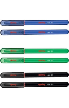Rotring Jel Mürekkepli Tükenmez Kalem Mavi Yeşil Siyah 6'li Rotring Jel Mürekkepli Tükenmez Kalem Mavi Yeşil Siyah 6'li
