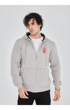Vexor Unisex Baskılı Tam Fermuarlı Kapşonlu Sweatshirt - Boyalı Gri Vexor Unisex Baskılı Tam Fermuarlı Kapşonlu Sweatshirt - Boyalı Gri