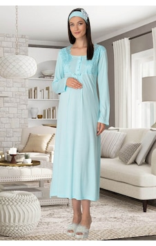 By Mecit Pijama Mecit 5343 Dantelli Turkuaz Hamile Lohusa Gecelik By Mecit Pijama Mecit 5343 Dantelli Turkuaz Hamile Lohusa Gecelik