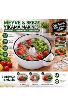 Meyve Sebze Yıkama Makinesi Beyaz - Siyah Meyve Sebze Yıkama Makinesi Beyaz - Siyah