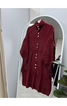 101Dzyn Angora Hırka Düğmeli Bordo 101Dzyn Angora Hırka Düğmeli Bordo