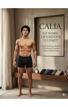Qulat Calia 5'li Paket Erkek Bambu Boxer - Esnek Ve Nefes Alabilir Rahat Kalıp Karma Renk Seti Siyah Qulat Calia 5'li Paket Erkek Bambu Boxer - Esnek Ve Nefes Alabilir Rahat Kalıp Karma Renk Seti Siyah