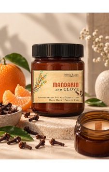 Soya Wax Mum Mandalina & Karanfil, 150 Gr Beyaz Soya Wax Mum Mandalina & Karanfil, 150 Gr Beyaz