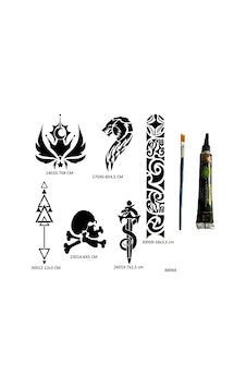 Airbrush Tattoo Kol Şerit Şablon + Hint Kınası Geçici Dövme Seti 6'lı Airbrush Tattoo Kol Şerit Şablon + Hint Kınası Geçici Dövme Seti 6'lı