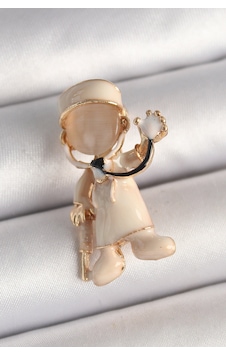 Pirinç Gold Renk Beyaz Mineli Doktor Model Kadın Broş Tj-br428 Çok Renkli Pirinç Gold Renk Beyaz Mineli Doktor Model Kadın Broş Tj-br428 Çok Renkli