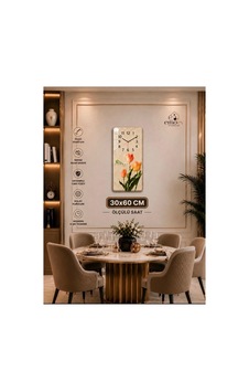 Duvar Saati Sessiz Akar Saniyeli Cam Modern Dekoratif Saat 30x60 Bej Bej Duvar Saati Sessiz Akar Saniyeli Cam Modern Dekoratif Saat 30x60 Bej Bej
