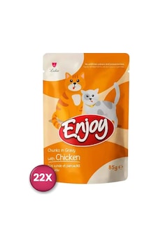 Enjoy Pouch Sos İçinde Et Parçacıklı Tavuklu Yetişkin Kedi Konservesi 85 Gr X 22 Adet Enjoy Pouch Sos İçinde Et Parçacıklı Tavuklu Yetişkin Kedi Konservesi 85 Gr X 22 Adet