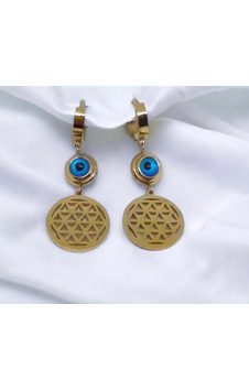 Çelik Lotus Model Nazar Boncuk Detaylı Gold Renk Küpe Gold - 645110828 Gold Çelik Lotus Model Nazar Boncuk Detaylı Gold Renk Küpe Gold - 645110828 Gold