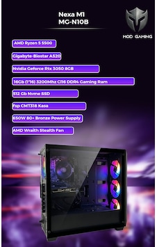 Mod Gaming Nexa R5-5500 16 GB 512 GB SSD W11P Oem Paket Masaüstü Oyuncu Bilgisayarı Mod Gaming Nexa R5-5500 16 GB 512 GB SSD W11P Oem Paket Masaüstü Oyuncu Bilgisayarı