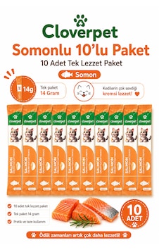 Cloverpet Somonlu Krema Kedi Ödül Maması 10 Lu Paket Cloverpet Somonlu Krema Kedi Ödül Maması 10 Lu Paket