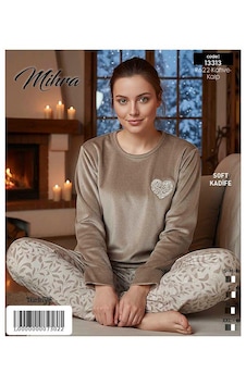 Miressa Polar Pijama Takımı Krem - Beyaz Miressa Polar Pijama Takımı Krem - Beyaz