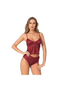 Senoramoda Bordo Jakarlı Babydoll Şort Takımı Senoramoda Bordo Jakarlı Babydoll Şort Takımı