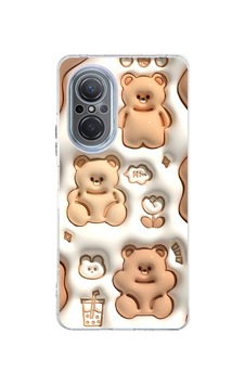 Huawei Nova 9 Se Uyumlu Sütlü Kahve Sevimli Ayıcıklar Baskılı Silikon Kılıf Huawei Nova 9 Se Uyumlu Sütlü Kahve Sevimli Ayıcıklar Baskılı Silikon Kılıf