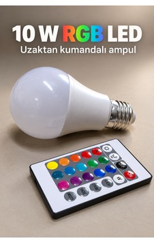 Renkli Led Ampul Kumandadan Beyaz Işık Seçimli - Lisinya Standart Renkli Led Ampul Kumandadan Beyaz Işık Seçimli - Lisinya Standart