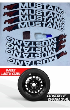 Mustang Motosiklet Ve Otomobil Araç 3d Oto Lastik Yazısı Sticker Arma 8 Adet Kırmızı Beyaz