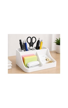 Masa Üstü Kalemlik Organizer 3d Baskı Şık Tasarım Çalışma Masası Organizer 17x13 Cm Beyaz Beyaz