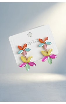 Renkli Kristal Çiçek Küpe Moda Aksesuarı 11024558