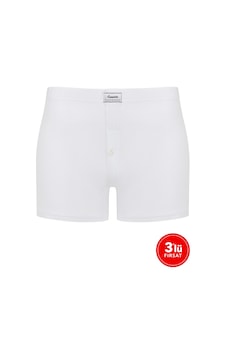 Sementa Sam Erkek Modal Düğmeli Boxer 3'Lü Paket - Beyaz