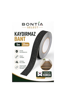 Kaydırmaz Bant 5 Metre X 25 Mm Siyah Merdiven Kaydırmaz Şerit Güçlü Yapışkanlı İç Dış Mekan
