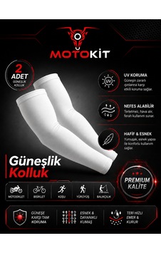Motokit Güneşlik Kolluk 2 Adet Uv Koruyucu, Esnek Ve Nefes Alabilir Kol Koruyucu Standart